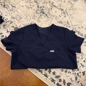 Figs Navy Scrub Top